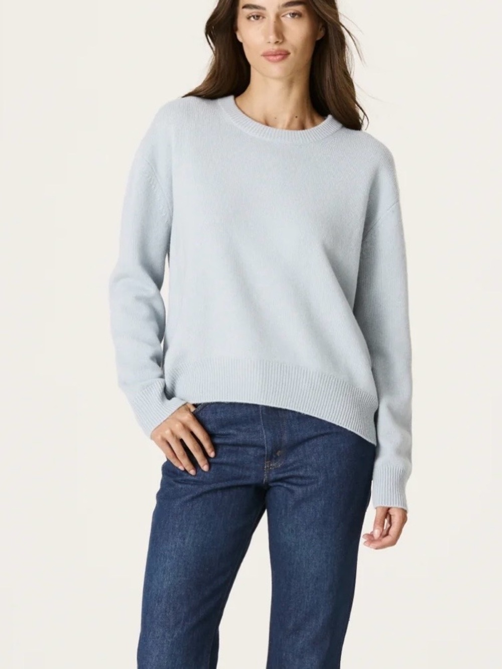 Naked Cashmere 100% Cashmere Pale Blue (Cloud) Crewneck Kaia Sweater (N1)